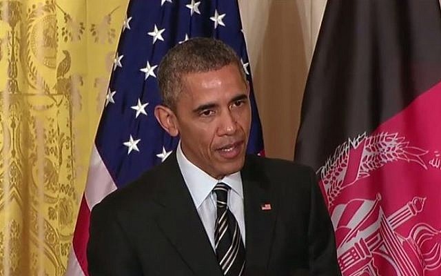 US President Barack Obama speaks about the possibilities of a two-state solution during a press conference in Washington, March 24, 2015 (screen capture: YouTube) US President Barack Obama speaks about the possibilities of a two-state solution during a press conference in Washington, March 24, 2015 (screen capture: YouTube)