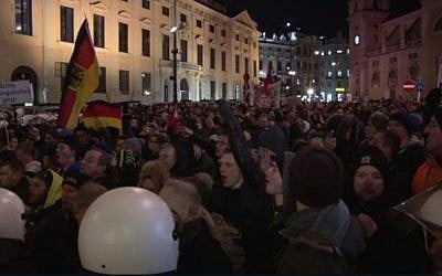 An anti-Islam rally in Austria in February 2015. (Screen capture: AFP)