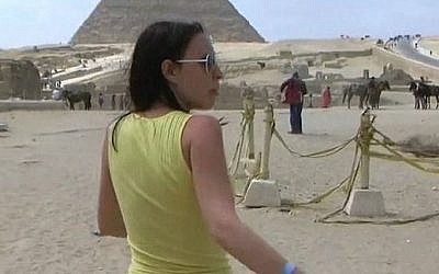 Screenshot from an alleged porn movie shot at the Egyptian Pyramids sometime in 1997 and which was uploaded to YouTube last year.