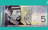 A "spocked" $5 bill (photo credit: YouTube screenshot)