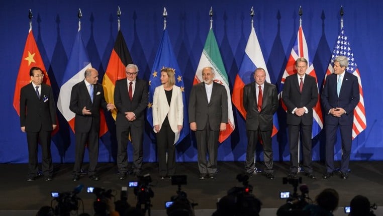 Representatives from world powers and Iran posing prior to the announcement of an agreement on Iran nuclear talks in Lausanne, Switzerland, April 2, 2015. (Fabrice Coffrini/AFP) Representatives from world powers and Iran posing prior to the announcement of an agreement on Iran nuclear talks in Lausanne, Switzerland, April 2, 2015. (Fabrice Coffrini/AFP)