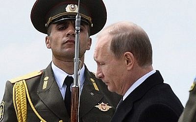 Russian President Vladimir Putin arrives to attend a commemoration ceremony for the 100th anniversary of the Armenian genocide at the Tsitsernakaberd Memorial in Yerevan, Armenia on April 24, 2015 (Photo credit: Karen Minasyan/AFP) Russian President Vladimir Putin arrives to attend a commemoration ceremony for the 100th anniversary of the Armenian genocide at the Tsitsernakaberd Memorial in Yerevan, Armenia on April 24, 2015 (Photo credit: Karen Minasyan/AFP)