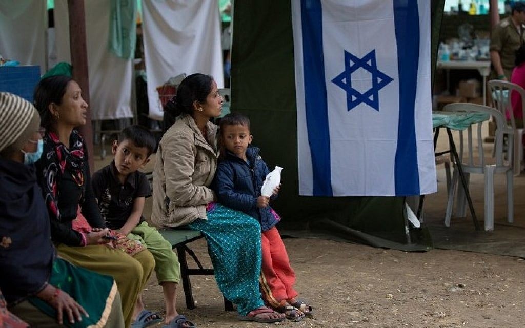 Injured Nepalese women wait to be treated by Israeli army medics at the Israeli field hospital on the second day of their mission in Kathmandu on April 29, 2015. (AFP/ MENAHEM KAHANA) Injured Nepalese women wait to be treated by Israeli army medics at the Israeli field hospital on the second day of their mission in Kathmandu on April 29, 2015. (AFP/ MENAHEM KAHANA)