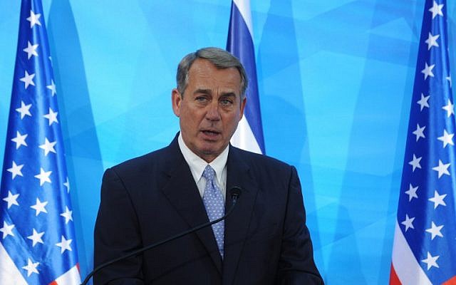 Former US House Speaker John Boehner in Jerusalem on April 1, 2015 (AFP/Debbie Hill/Pool) Former US House Speaker John Boehner in Jerusalem on April 1, 2015 (AFP/Debbie Hill/Pool)