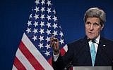 US Secretary of State John Kerry speaks to the press after nuclear program talks finished with Iran on April 2, 2015 in Lausanne.  (Photo credit: AFP/POOL/BRENDAN SMIALOWSKI)