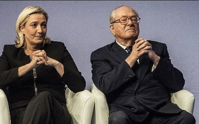 File - France's former far-right National Front party leader Jean-Marie Le Pen (R) and his daughter and current party leader Marine Le Pen (L) on November 29, 2014 (Jeff Pachoud/AFP) File - France's former far-right National Front party leader Jean-Marie Le Pen (R) and his daughter and current party leader Marine Le Pen (L) on November 29, 2014 (Jeff Pachoud/AFP)