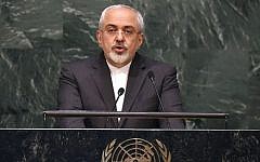 Iranian Foreign Minister Mohammad Javad Zarif speaks at the 2015 Review Conference of the Parties to the Treaty on the Non-Proliferation of Nuclear Weapons (NPT) April 27, 2015 at the United Nations in New York. (AFP/Timothy A. Clary)