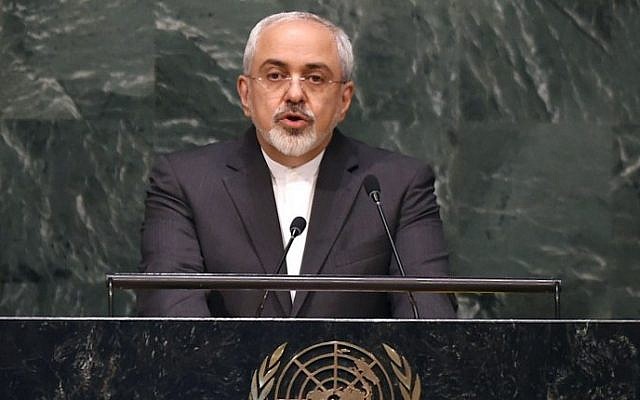 Iranian Foreign Minister Mohammad Javad Zarif speaks at the 2015 Review Conference of the Parties to the Treaty on the Non-Proliferation of Nuclear Weapons (NPT) April 27, 2015 at the United Nations in New York. (AFP/Timothy A. Clary) Iranian Foreign Minister Mohammad Javad Zarif speaks at the 2015 Review Conference of the Parties to the Treaty on the Non-Proliferation of Nuclear Weapons (NPT) April 27, 2015 at the United Nations in New York. (AFP/Timothy A. Clary)