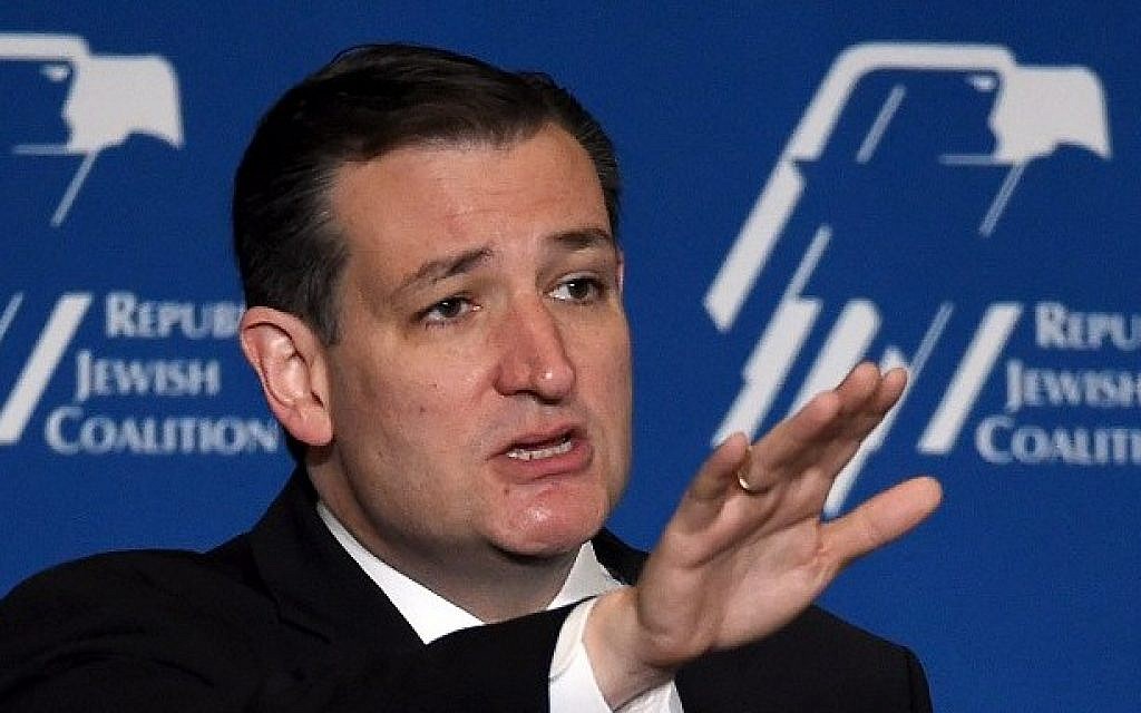 Republican presidential candidate US Sen. Ted Cruz (R-TX) speaks during the Republican Jewish Coalition spring leadership meeting at The Venetian Las Vegas on April 25, 2015 in Las Vegas, Nevada. (Ethan Miller/Getty Images/AFP)