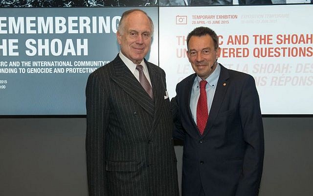 WJC President Ronald S. Lauder and ICRC President Peter Maurer at Geneva event April 28, 2015 marking 70 years since the liberation of Nazi camps. (Photo credit: courtesy) WJC President Ronald S. Lauder and ICRC President Peter Maurer at Geneva event April 28, 2015 marking 70 years since the liberation of Nazi camps. (Photo credit: courtesy)