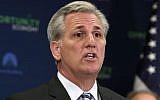 House Majority Leader Kevin McCarthy of California speaks during a news conference on Capitol Hill in Washington, March 24, 2015. (AP/Lauren Victoria Burke, File)