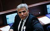 Leader of the Yesh Atid party Yair Lapid at the swearing-in ceremony for the 20th Knesset in Jerusalem, on March 31, 2015 (Miriam Alster/Flash90)