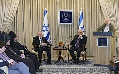 President Reuven Rivlin meets with representatives of the Armenian community in at the President's Residence in Jerusalem on April 26, 2015 (photo credit: Mark Neyman/GPO)