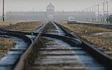 Rails in the former Nazi death camp Auschwitz-Birkenau in Oswiecim, southern Poland, 2005. (AP/Czarek Sokolowski, File)