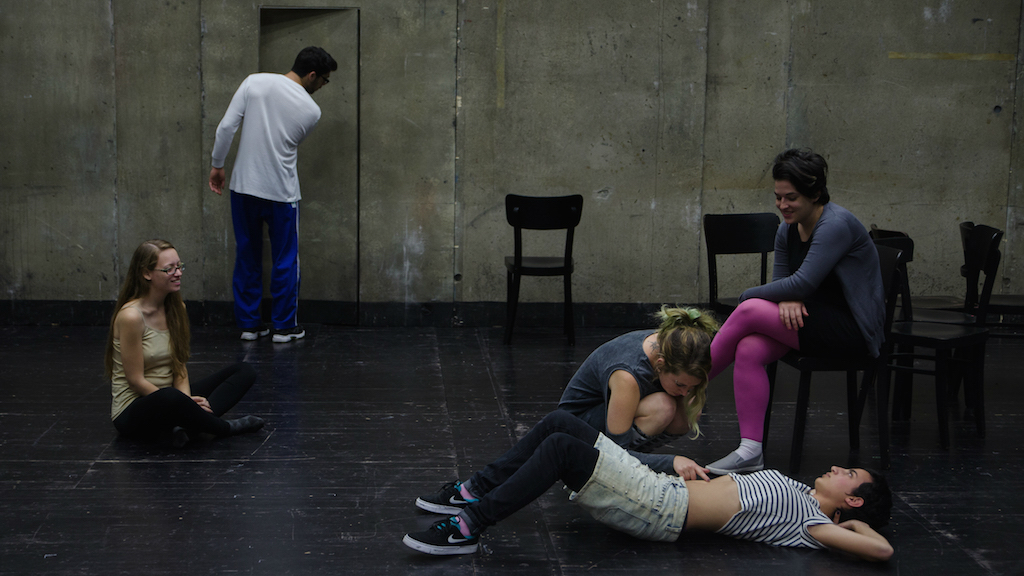 Former ultra-Orthodox Israeli youth rehearsing for a production of 'Out of Mea Shearim.' (Haim Mayer) Former ultra-Orthodox Israeli youth rehearsing for a production of 'Out of Mea Shearim.' (Haim Mayer)