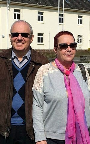 Bergen Belsen "babies" Joel Laufer (left) and Aviva Tal. Bergen-Hohne NATO base (formerly Bergen-Belsen DP camp), Germany, April 24, 2015. (photo credit: Renee Ghert-Zand/Times of Israel staff) Bergen Belsen "babies" Joe Laufer (left) and Aviva Tal. Bergen-Hohne NATO base (formerly Bergen-Belsen DP camp), Germany, April 24, 2015. (photo credit: Renee Ghert-Zand/Times of Israel staff)