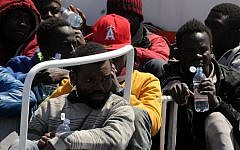 Illustrative photo of migrants arriving at Palermo's harbor, Italy, after being rescued at sea, April 15, 2015. (AP/Alessandro Fucarini)