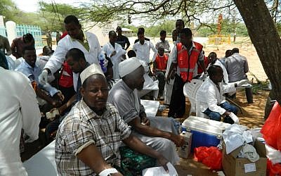 Local residents donate blood at Garissa hospital, Thursday, April 2, 2015. (photo credit: AP Photo)