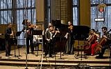 All the performers in the March 26 episode of “From the Top” on stage at Temple Beth Elohim in Wellesley, Mass., for a finale of Jeremiah Klarman’s “Greser Vi Dos Leben,” (Larger than Life). (Courtesy of “From the Top”)