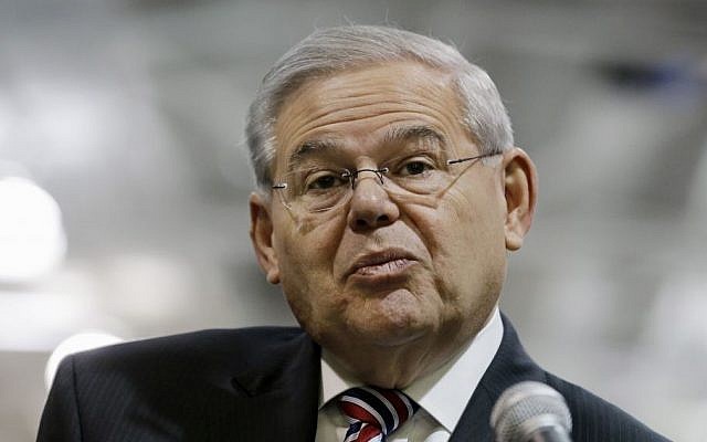 Sen. Robert Menendez, D-New Jersey, listens to a question while speaking in Garwood, New Jersey, March 23, 2015. (AP/Mel Evans, File)