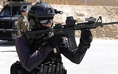Illustrative photo of a Jordanian soldier during a military drill in Amman, Jordan, on April 19, 2015 (AP/Raad Adayleh)