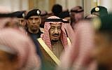Saudi Arabia's King Salman attends a ceremony at the Diwan royal palace in Riyadh, January 24, 2015. (AP/Yoan Valat, File)