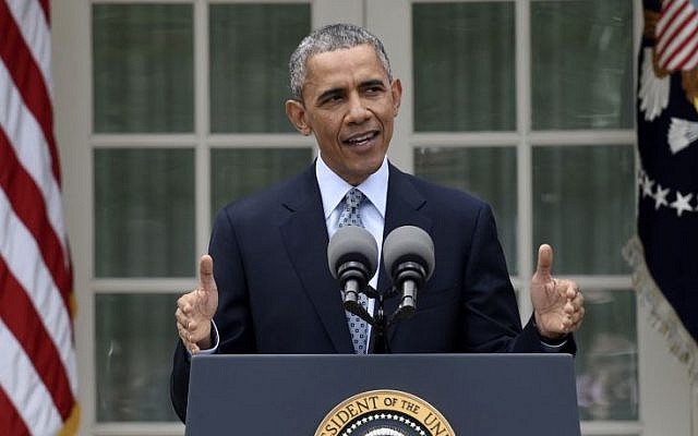 US President Barack Obama speaks in the Rose Garden of the White House in Washington, Thursday, April 2, 2015, about the Iranian nuclear talks. (AP Photo/Susan Walsh)