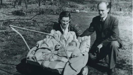 Romek and Eva Zynger with their newborn twins Yaffa and Yitzhak, Bergen-Belsen DP camp, 1946. (photo credit: courtesy of Jean Bloch Rosensaft) Romek and Eva Zynger with their newborn twins Yaffa and Yitzhak, Bergen-Belsen DP camp, 1946. (photo credit: courtesy of Jean Bloch Rosensaft)