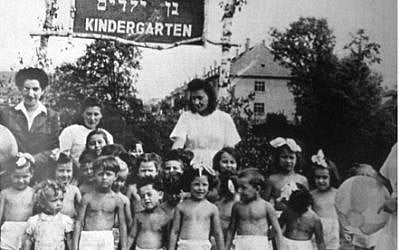 Kindergarten at Bergen-Belsen DP camp. Late 1940s. (photo credit: Courtesy of Jean Bloch Rosensaft)
