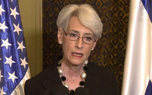 File: Wendy Sherman in Jerusalem, February 2014. (YouTube/US Embassy Tel Aviv) File: Wendy Sherman in Jerusalem, February 2014. (YouTube/US Embassy Tel Aviv)