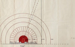 Pre-flight drawing by co-pilot Robert Lewis detailing the bombing of Hiroshima. (screen capture: YouTube)