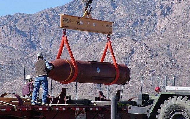 A Massive Ordnance Penetrator is off-loaded at a US defense facility (Photo credit: US Government/Public Domain) A Massive Ordnance Penetrator is off-loaded at a US defense facility (Photo credit: US Government/Public Domain)