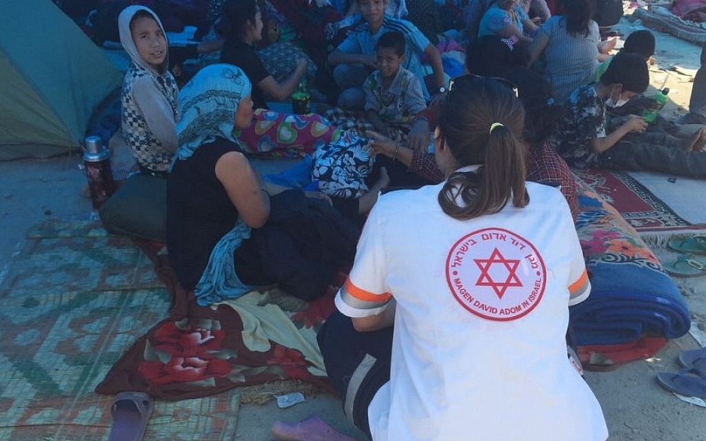 A Magen David Adom paramedic in Katmandu, on Monday April 27 2015. (Photo credit: Courtesy MDA)