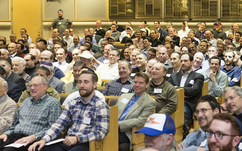 Participants in the Beth Sholom Guys Night Out and Seder Summit in Potomac, Md., March 22, 2015. (David Wasserman/JTA) Participants in the Beth Sholom Guys Night Out and Seder Summit in Potomac, Md., March 22, 2015. (David Wasserman/JTA)