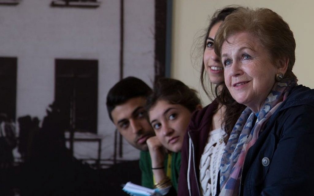 Mala Tribich, far right, with UK students at Galicia Museum, Krakow. (Photo credit: Sam Churchill Photography)