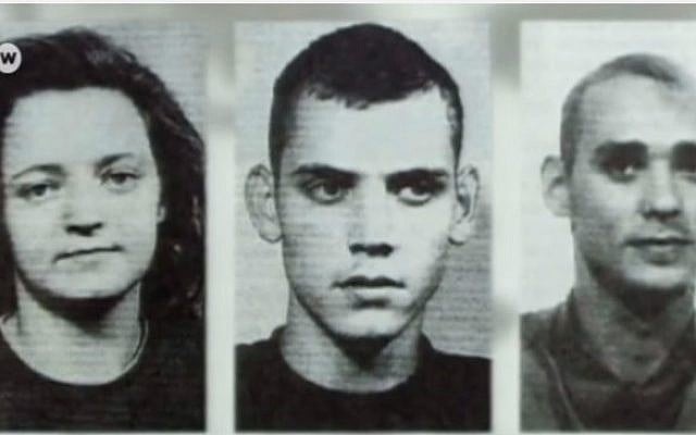 National Socialist Underground members Beate Zschaepe, Uwe Boehnhardt and Uwe Mundlos in a 1998 newspaper photo. (Photo credit: YouTube screen capture) National Socialist Underground members Beate Zschaepe, Uwe Boehnhardt and Uwe Mundlos in a 1998 newspaper photo. (Photo credit: YouTube screen capture)