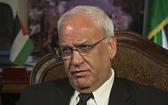 Top Palestinian negotiator Saeb Erekat (YouTube screen capture)