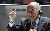 FIFA President Sepp Blatter gives a thumbs up at the opening of the 65th FIFA Congress in Zurich on May 29, 2015. (AFP PHOTO / FABRICE COFFRINI)