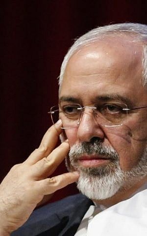 Mohammad Javad Zarif, Foreign Minister of the Islamic Republic of Iran, attends a public event at New York University on April 29, 2015. (photo credit: AFP PHOTO / KENA BETANCUR)