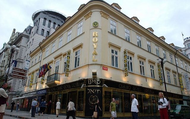 The Hotel Royal and Casino Royal, in the center of Prague, is seen on August 11, 2002, the day that Felix Abutbul, the co-owner of the hotel and casino, was killed not far from the building. (AP/CTK, Petra Masova)