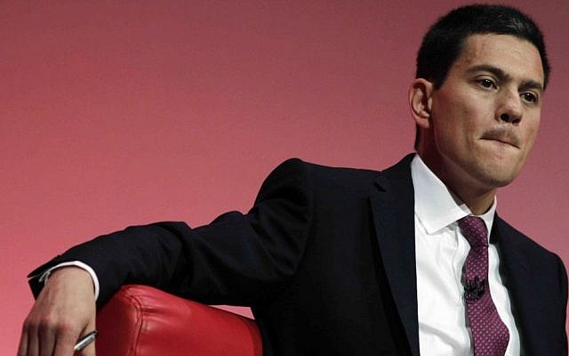 In this Monday, Sept. 27, 2010 file photo, David Miliband pauses following his speech on foreign policy during the party's annual conference, in Manchester, England. (photo credit: AP Photo/Lefteris Pitarakis)