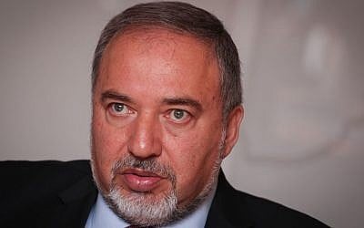 Foreign Minister and leader of the Yisrael Beytenu party Avigdor Liberman seen during a press conference, April 30, 2015. (photo credit: Hadas Parush/Flash90) 
