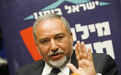 Yisrael Beytenu leader Avigdor Liberman at the Knesset, May 4, 2015 (photo credit: Miriam Alster/Flash90)