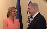 Prime Minister Benjamin Netanyahu meets with the  European Union's foreign policy chief, Federica Mogherini, in Jerusalem, on May 20, 2015. (Amos Ben Gershom/GPO)