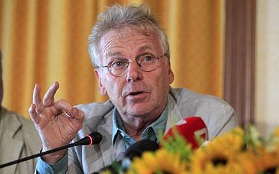 In this Tuesday, Sept. 24, 2013 file photo, Daniel Cohn Bendit, co-president of the Greens/Free European Alliance Group in the European Parliament, speaks during a press conference, at the northern city of Thessaloniki, Greece. (AP Photo/Nikolas Giakoumidis)
