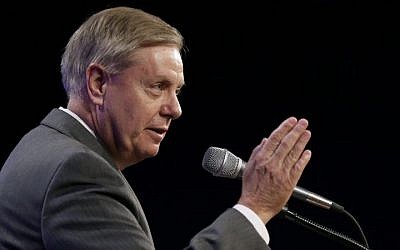 Sen. Lindsey Graham, R-SC, speaks during the Iowa Republican Party's Lincoln Dinner, Saturday, May 16, 2015, in Des Moines, Iowa. (AP Photo/Charlie Neibergall)