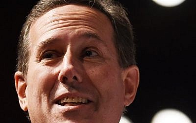 Former Pennsylvania Sen. Rick Santorum speaks at the Freedom Summit, Saturday, May 9, 2015, in Greenville, S.C. (photo credit: AP Photo/Rainier Ehrhardt)
