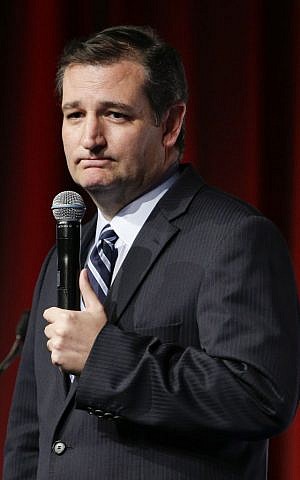 Republican Presidential candidate Sen. Ted Cruz speaks at the Third Annual Champions of Jewish Values International Awards Gala after receiving a Defender of Israel award Thursday, May 28, 2015, in New York. (AP Photo/Julie Jacobson)