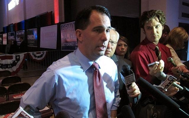 Scott Walker takes questions before his speech at the Wisconsin Republican Party convention in La Crosse, Wisconsin, May 15, 2015. (AP/Scott Bauer) Scott Walker takes questions before his speech at the Wisconsin Republican Party convention in La Crosse, Wisconsin, May 15, 2015. (AP/Scott Bauer)