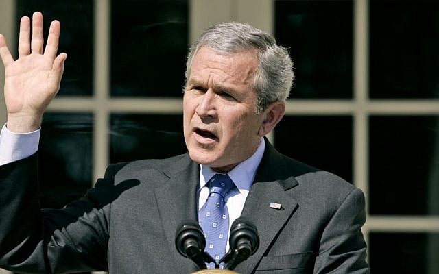 In this April 3, 2007 file photo, President Bush speaks about the congressional debate on Iraq war spending, in Rose Garden of the White House in Washington. (AP/Charles Dharapak) In this April 3, 2007 file photo, President Bush speaks about the congressional debate on Iraq war spending, in Rose Garden of the White House in Washington. (AP/Charles Dharapak)
